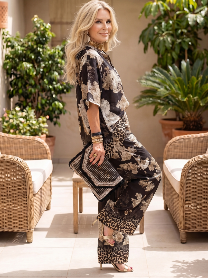 Mira | Elegantes Damen Set – Fließendes Wickeloberteil & Weite Hosen, Perfekt für Anlässe 1