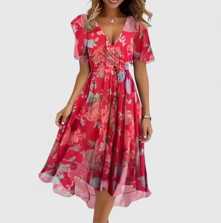 Mira | Elegantes, Charmantes & Fließendes Festliches Kleid für Damen mit Blumenmuster 0