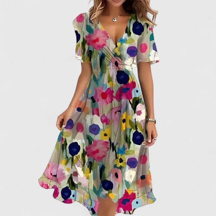 Mira | Elegantes, Charmantes & Fließendes Festliches Kleid für Damen mit Blumenmuster 2