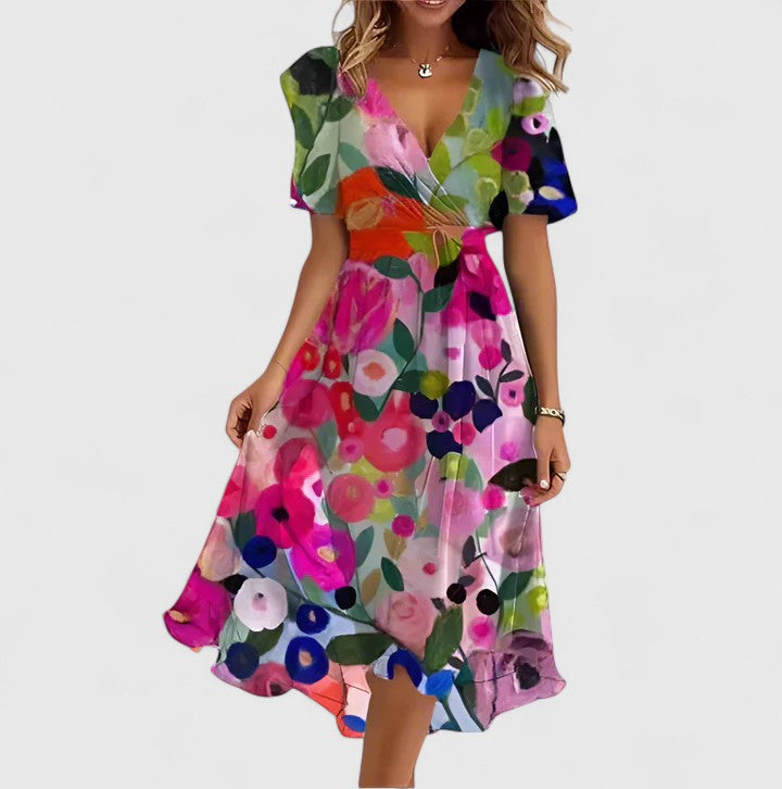 Mira | Elegantes, Charmantes & Fließendes Festliches Kleid für Damen mit Blumenmuster 3