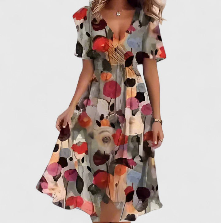 Mira | Elegantes, Charmantes & Fließendes Festliches Kleid für Damen mit Blumenmuster 4
