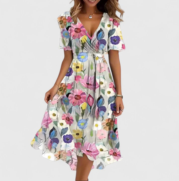 Mira | Elegantes, Charmantes & Fließendes Festliches Kleid für Damen mit Blumenmuster 5
