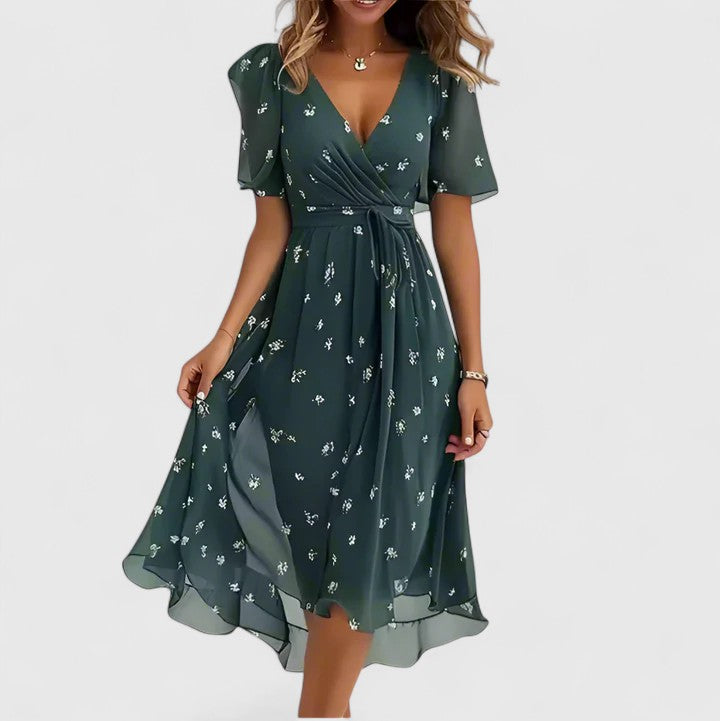 Mira | Elegantes, Charmantes & Fließendes Festliches Kleid für Damen mit Blumenmuster 6