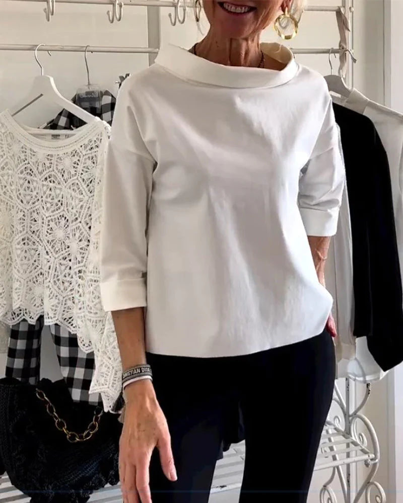 Mira | Festliche Oberteile Damen Elegant 3/4-Ärmel Entspannt 4
