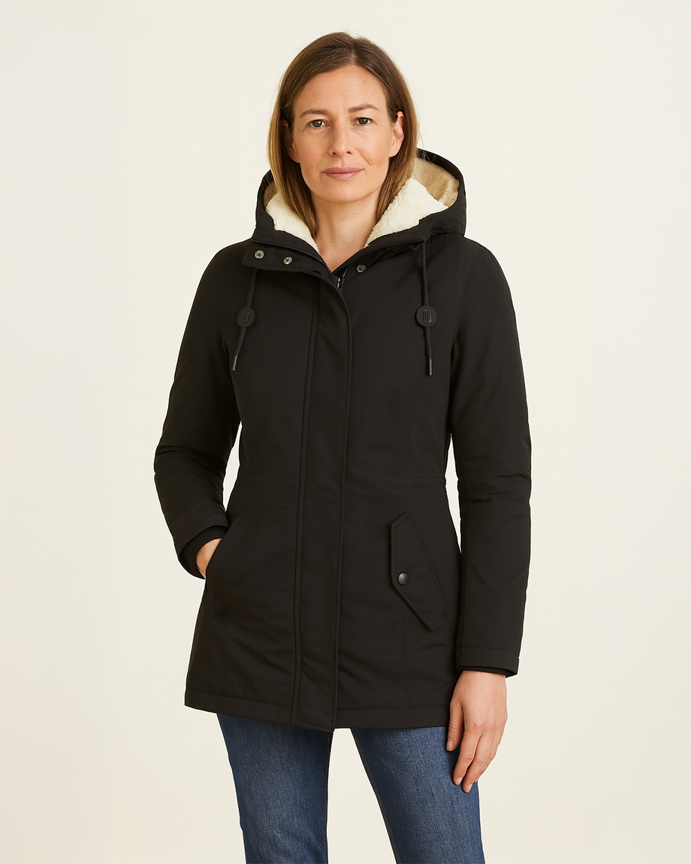 Kapuzen-Wintermantel mit Fleecefutter