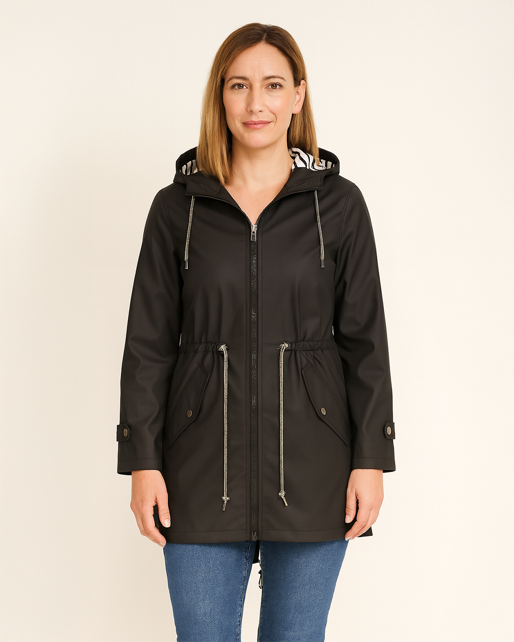 Kapuzen-Regenmantel mit Kordelzug und wasserabweisend