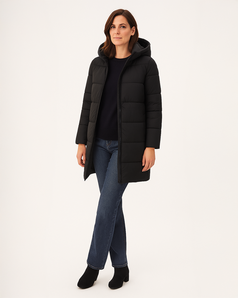 Steppmantel mit Kapuze und warmem Innenfutter