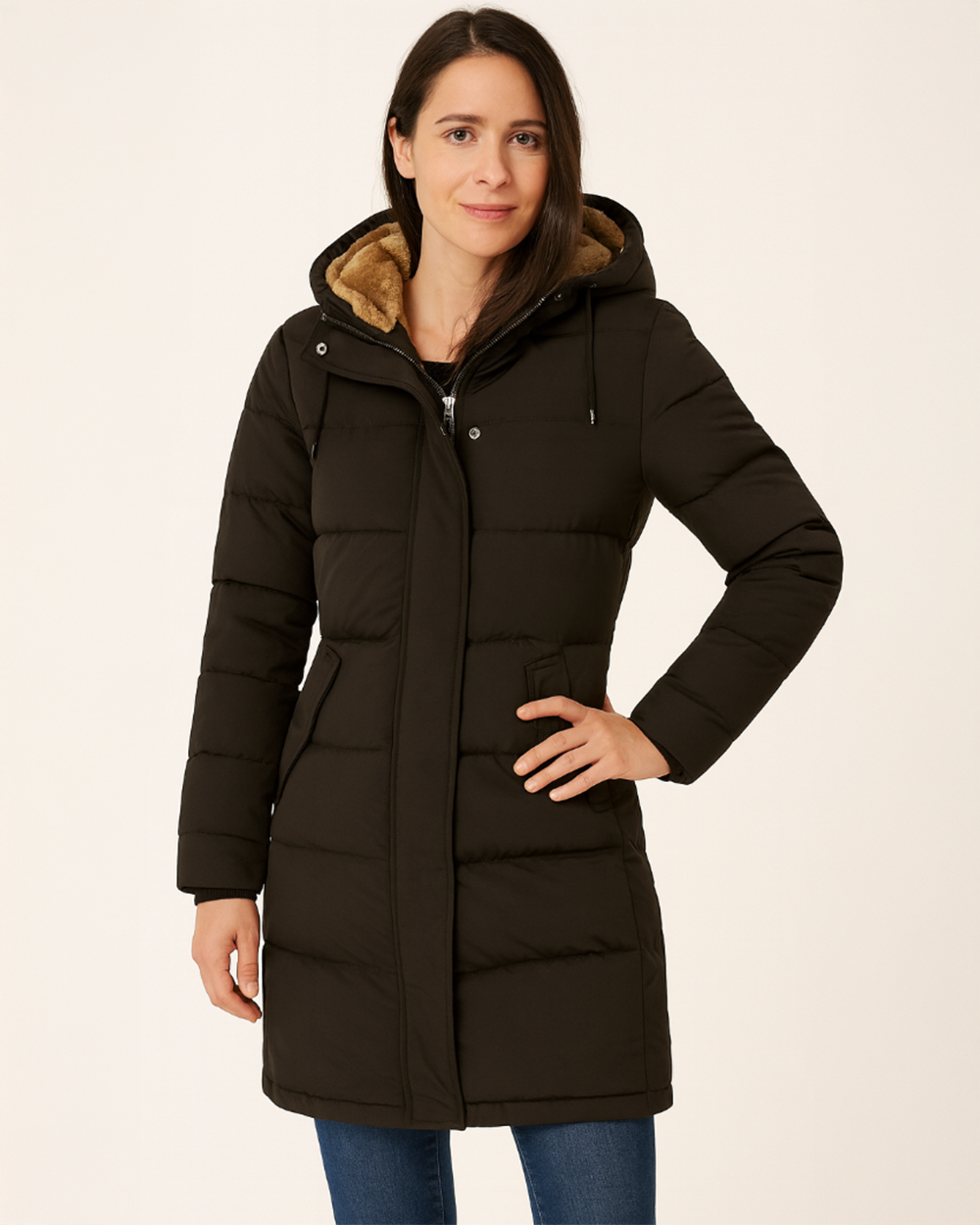 Stepp Wintermantel mit Kapuze und Fleecefutter
