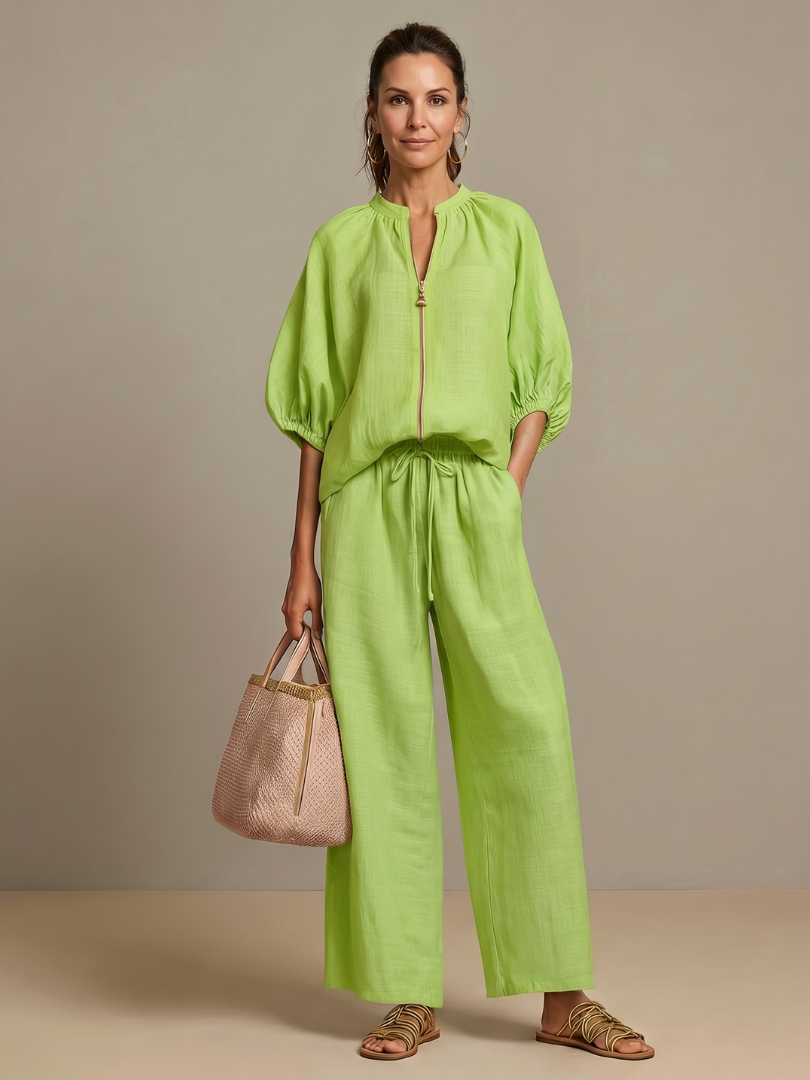 Nina | Elegantes, Leichtes Damen Set – Zweiteiliges Twin Set mit Bluse und Hose 4