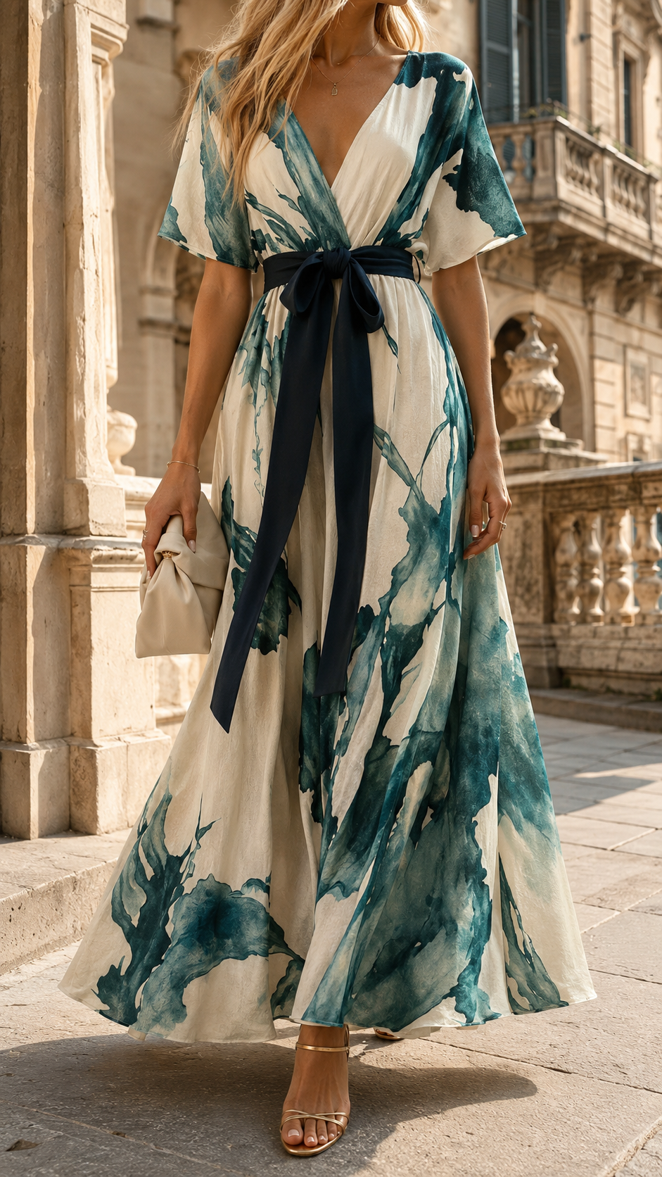 Nivara | Elegantes Maxikleid Sommer – Fließend, Kunstvoll &amp; Festlich 0