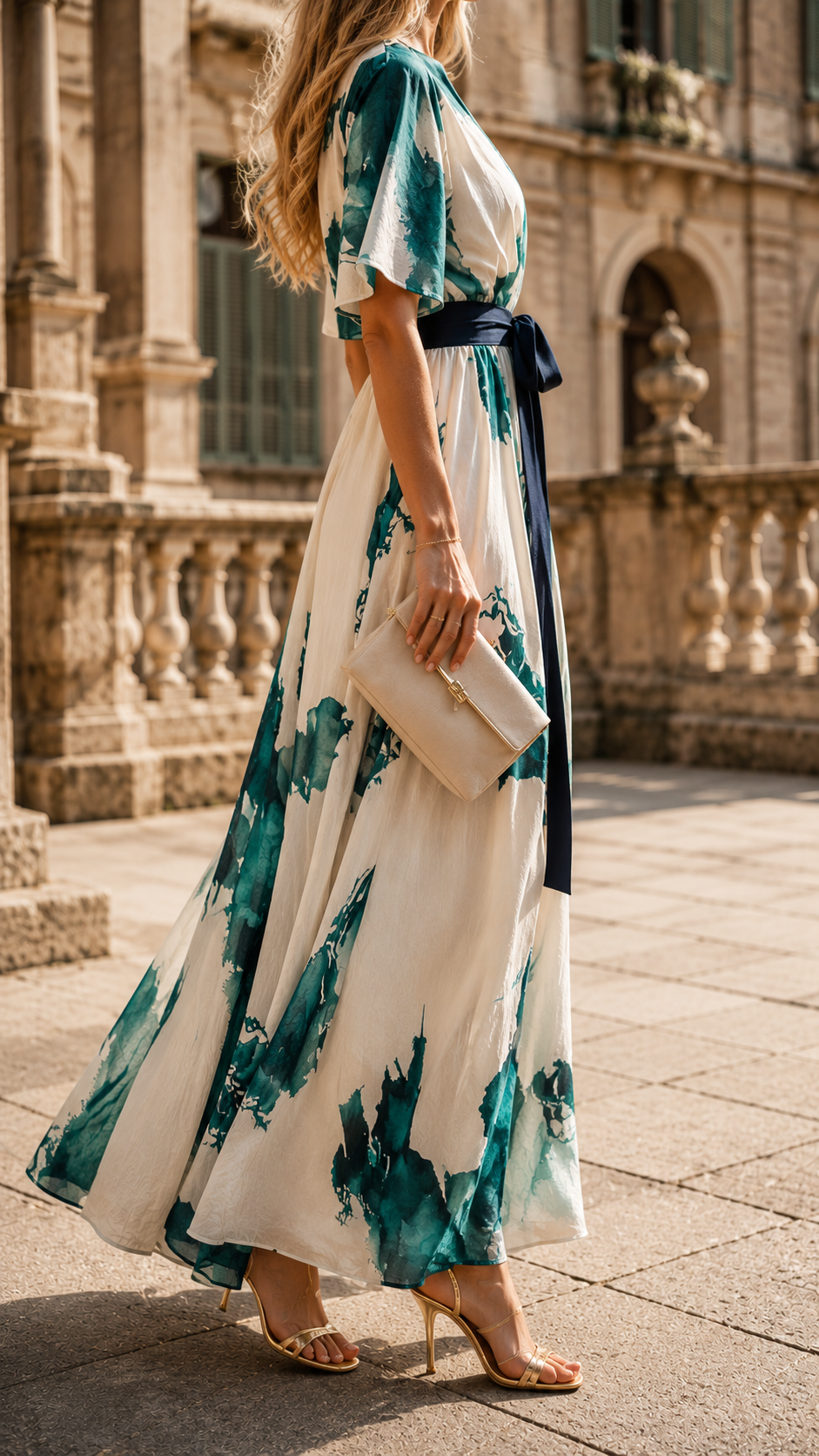 Nivara | Elegantes Maxikleid Sommer – Fließend, Kunstvoll &amp; Festlich 2