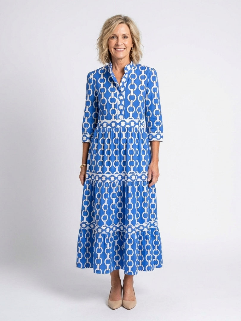 Nora | Elegantes Midikleid Sommer mit Kettenmuster – Vielseitig & Modern 0