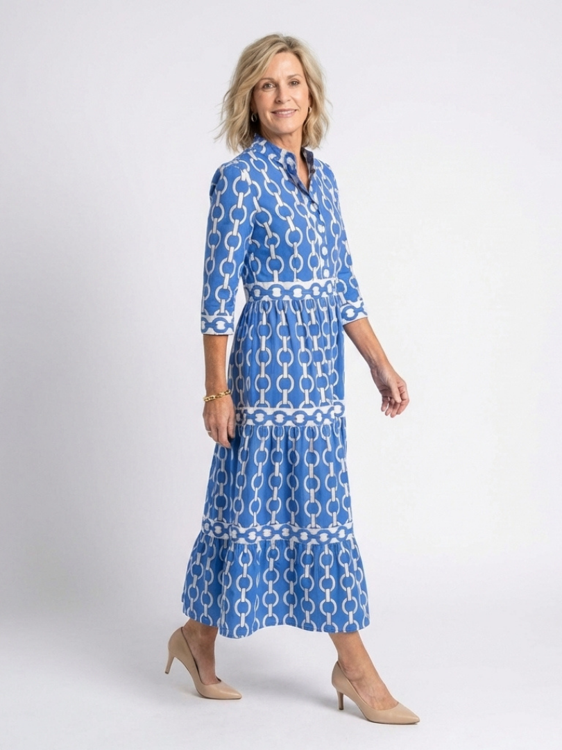Nora | Elegantes Midikleid Sommer mit Kettenmuster – Vielseitig & Modern 1