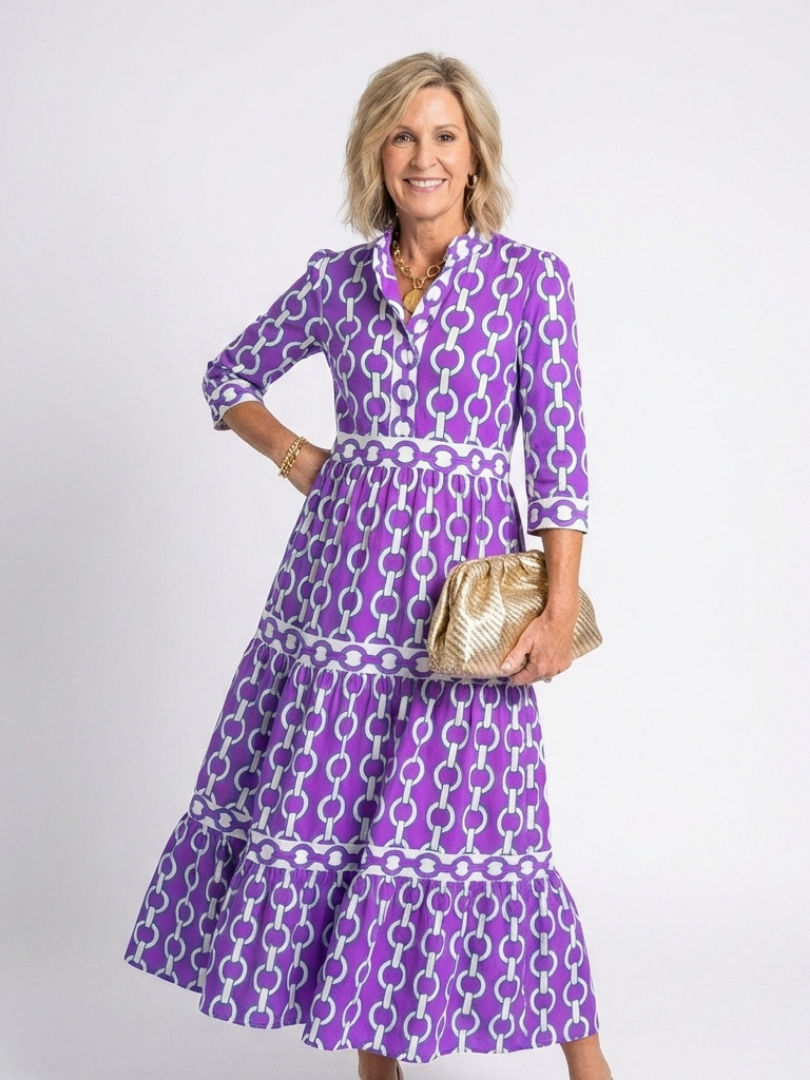 Nora | Elegantes Midikleid Sommer mit Kettenmuster – Vielseitig & Modern 4