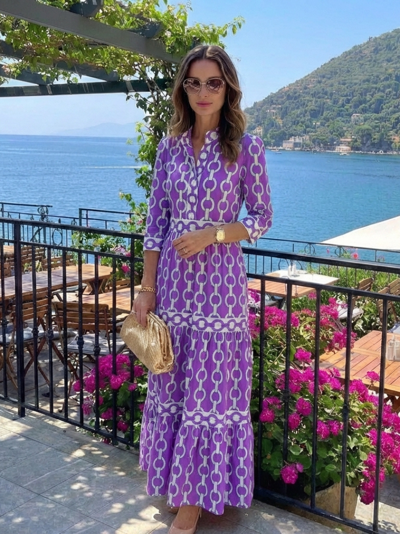 Nora | Elegantes Midikleid Sommer mit Kettenmuster – Vielseitig & Modern 6