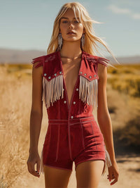 Olivia | Modischer und vielseitiger Damen Overalls mit Fransenverzierungen