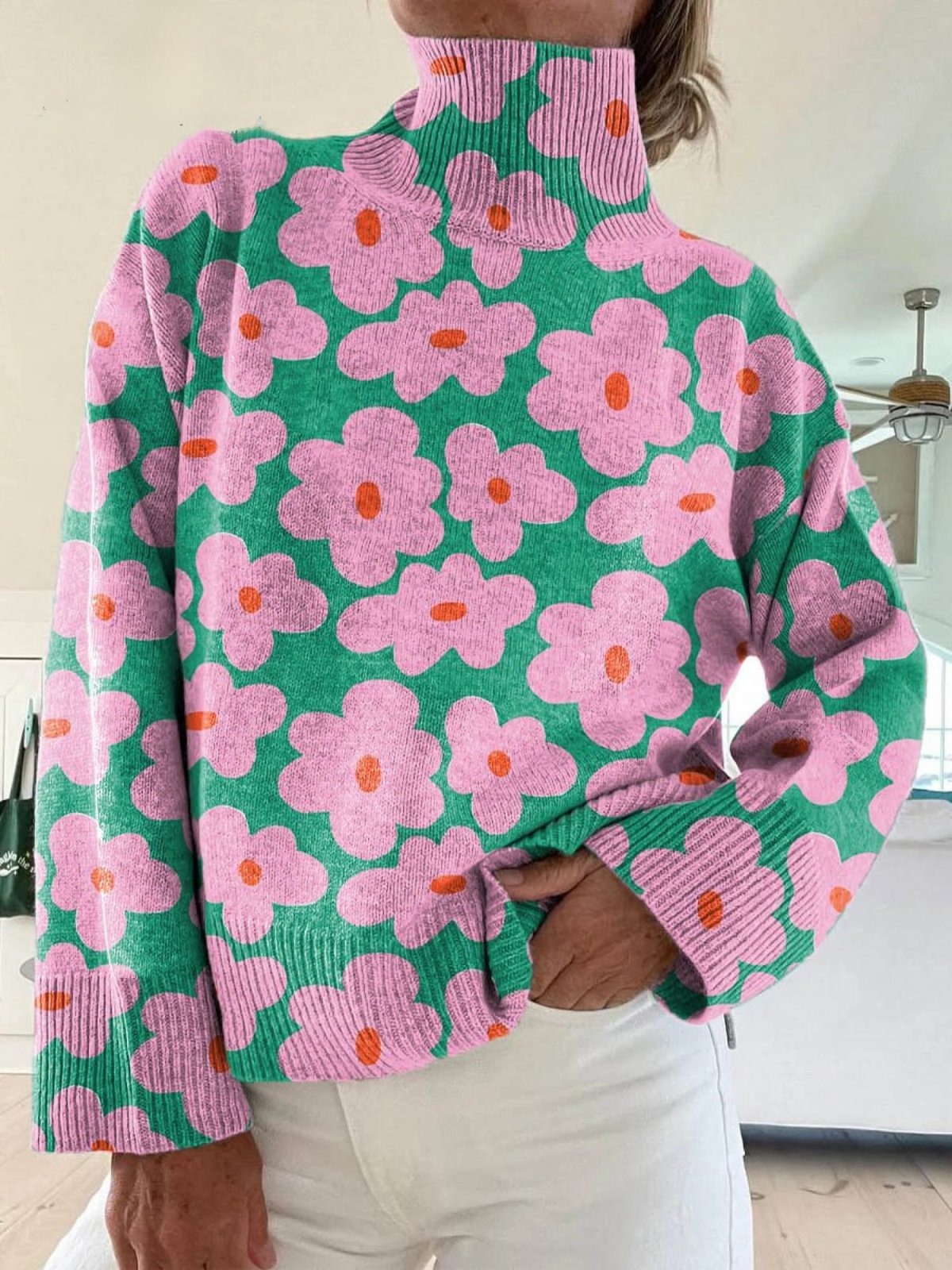 Olivia | Ultraweicher, Blütenmuster Damenpullover Langarm – Warm & Elegant 0