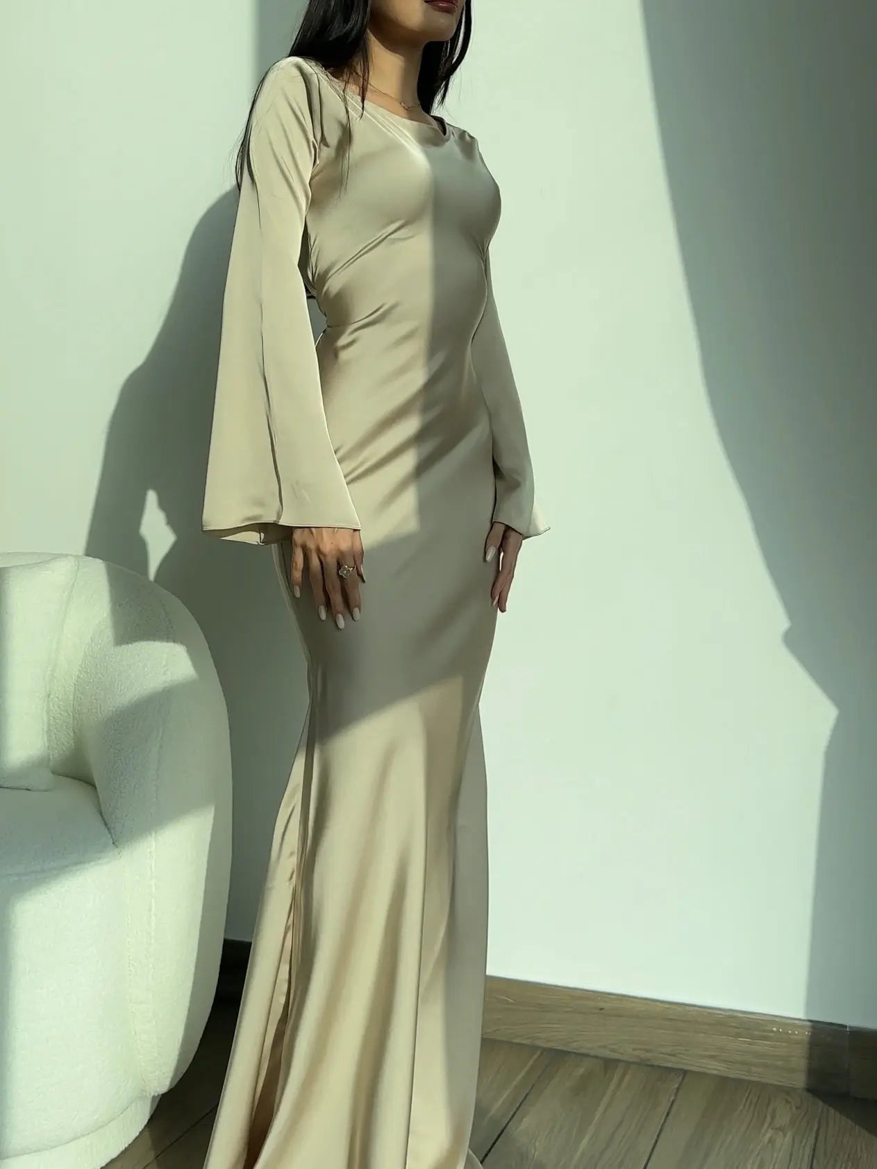 Ophelia | Elegantes Maxikleid Langarm für Damen – Figurbetont &amp; Festlich 3