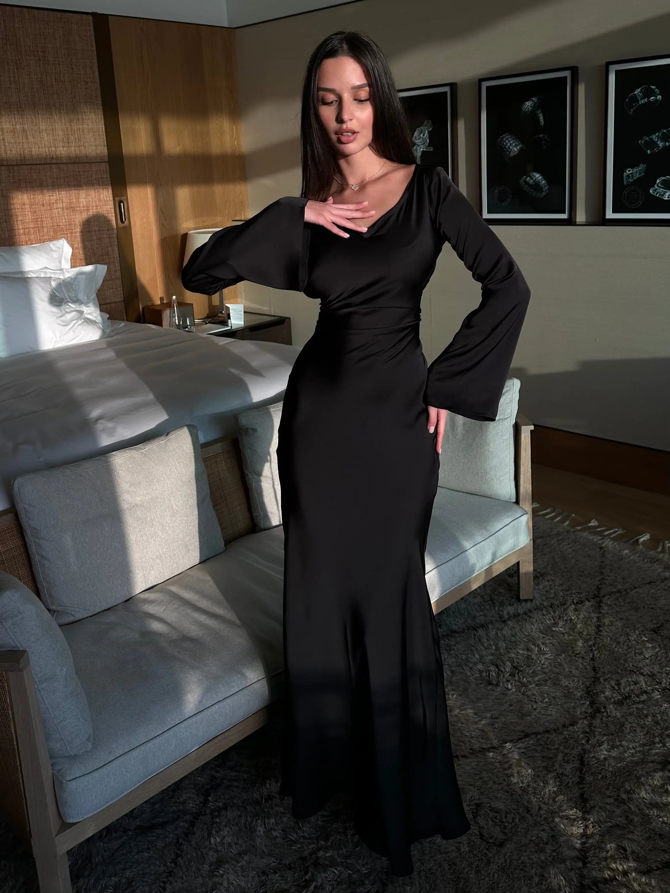 Ophelia | Elegantes Maxikleid Langarm für Damen – Figurbetont &amp; Festlich 5