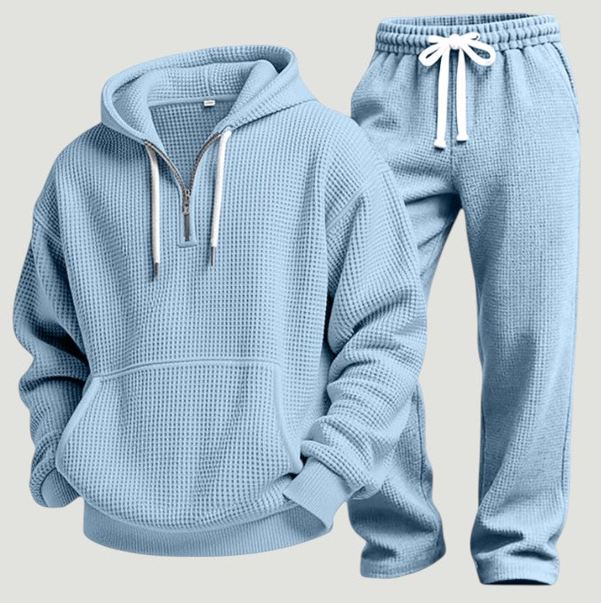 Oskar | Atmungsaktives, Weiches & Modernes Waffelstrick-Hoodie und Jogginghose Set 0