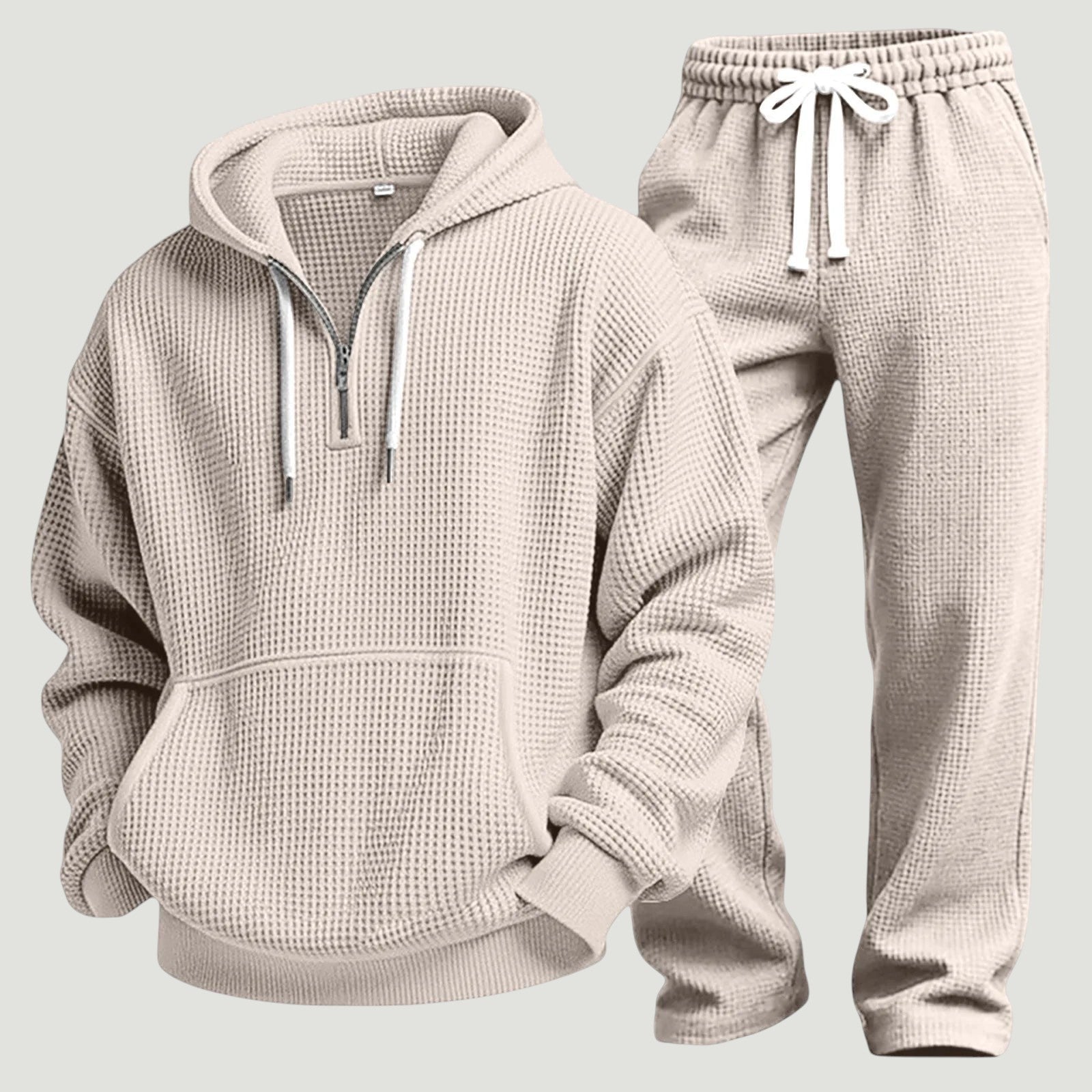 Oskar | Atmungsaktives, Weiches & Modernes Waffelstrick-Hoodie und Jogginghose Set 10