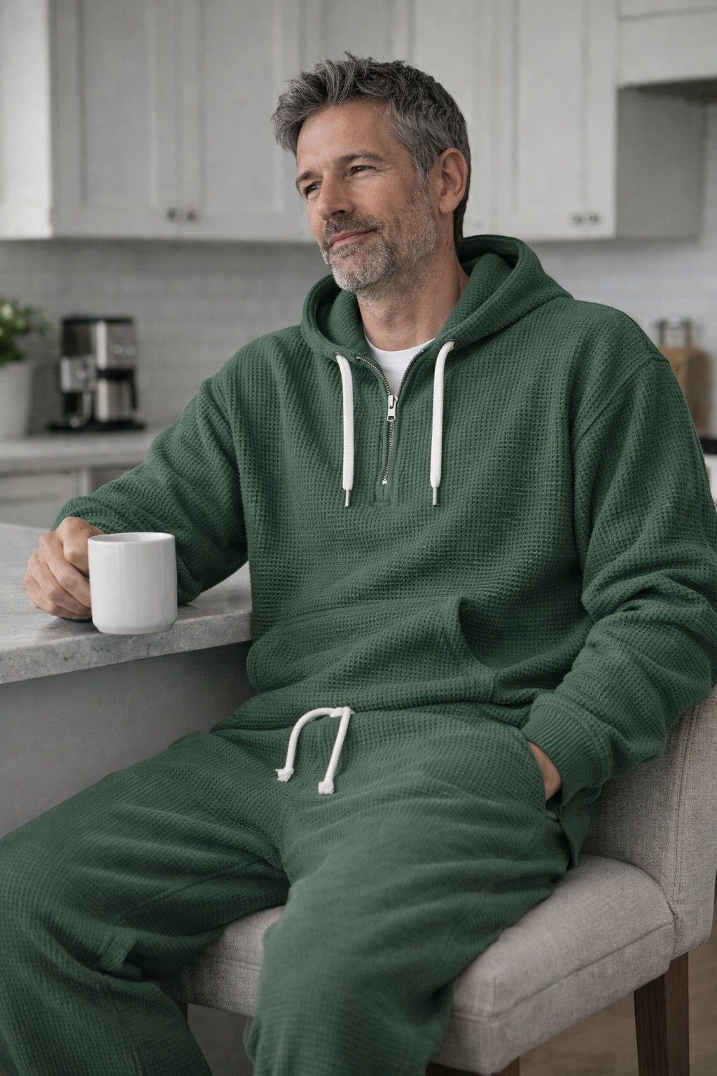 Oskar | Atmungsaktives, Weiches & Modernes Waffelstrick-Hoodie und Jogginghose Set 3