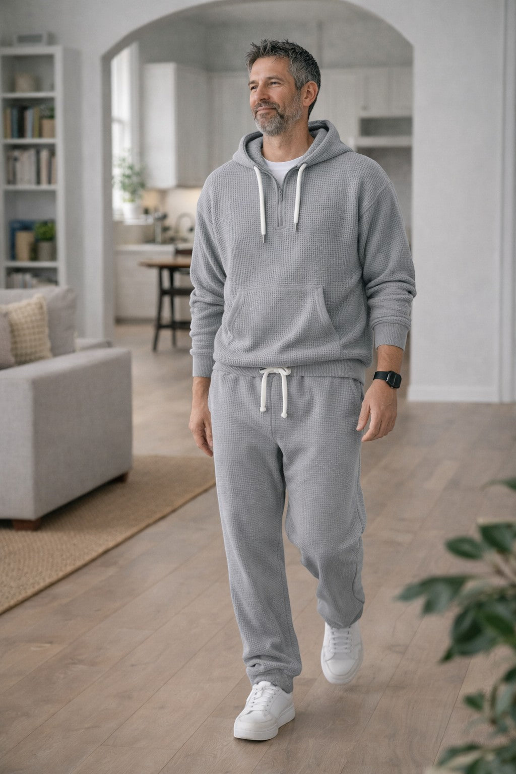 Oskar | Atmungsaktives, Weiches & Modernes Waffelstrick-Hoodie und Jogginghose Set 4
