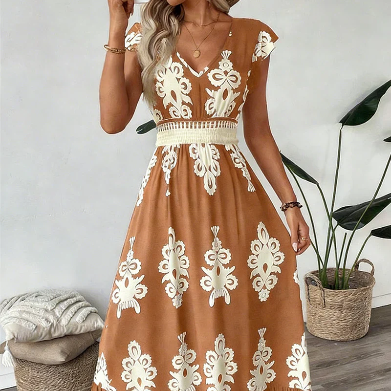 Osyrel | Elegantes, Weiches &amp; Stilvolles Bedrucktes Midikleid 12