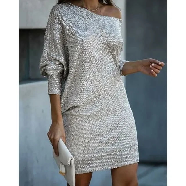 Pavina | Paillettenkleid Slim Fit Kontrast Glamourös Elegant 9