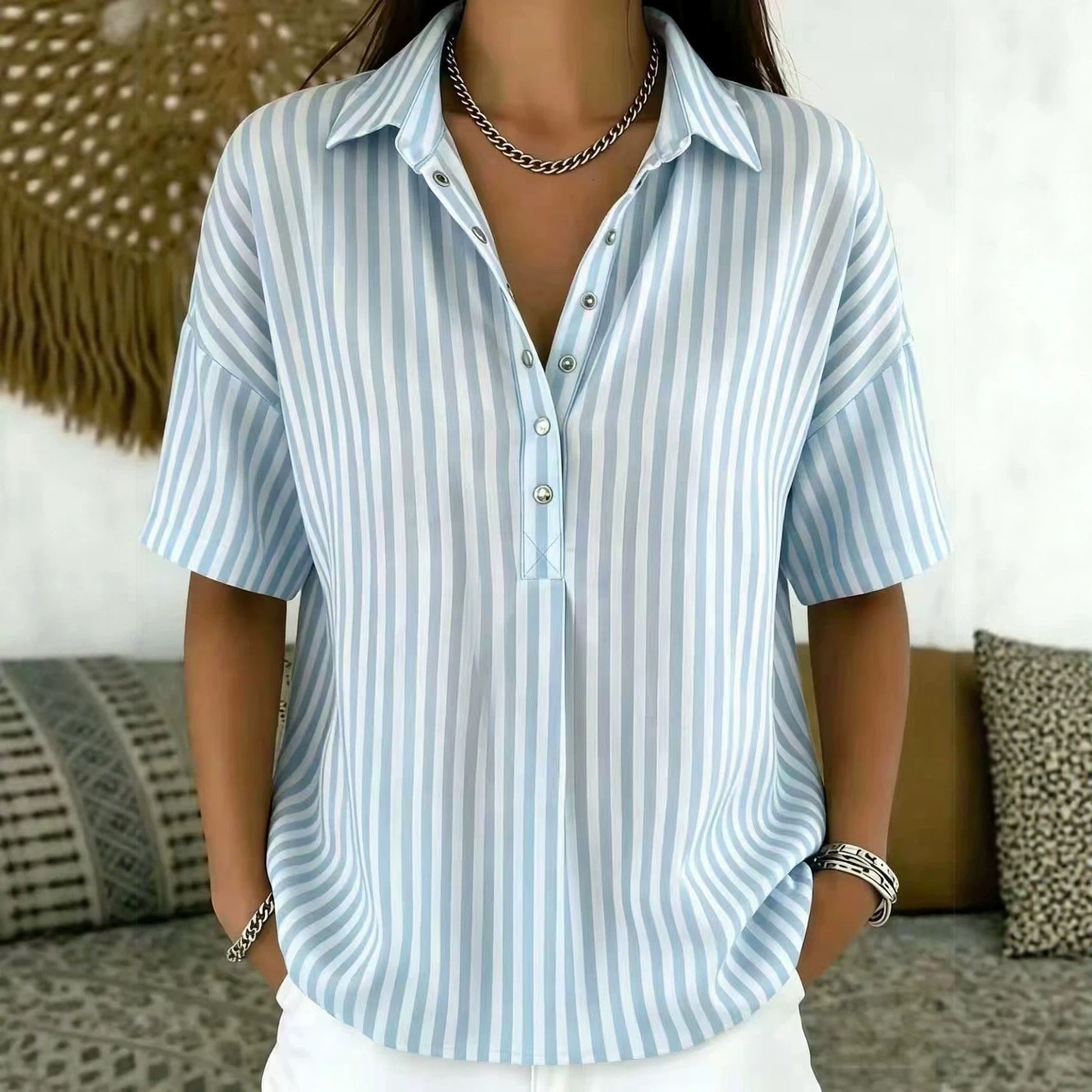 Penelope | Bequeme und schicke gestreifte Bluse mit Kragen 6
