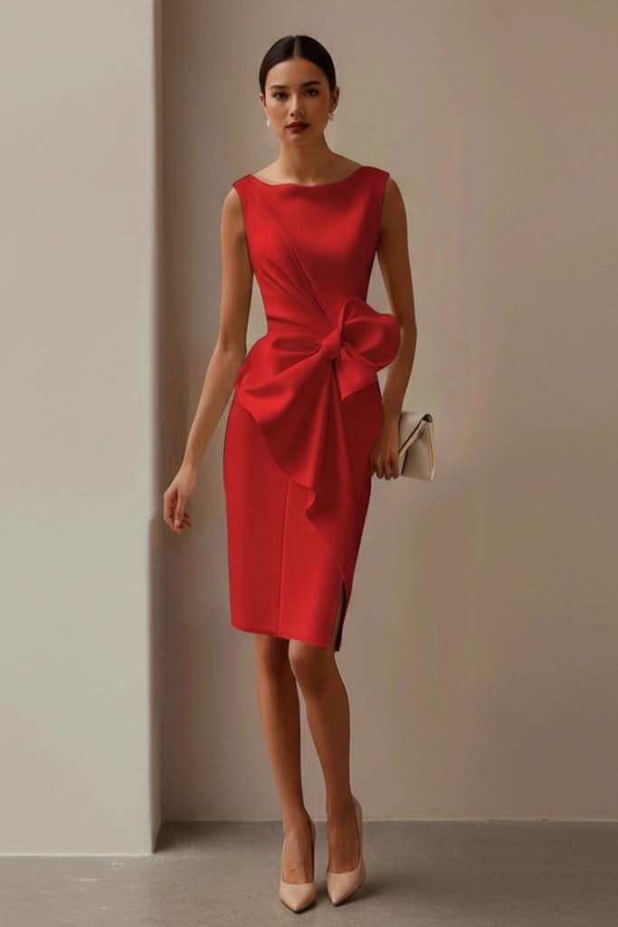 Penelope | Elegantes ärmelloses Cocktailkleid mit Schleifendetail 3