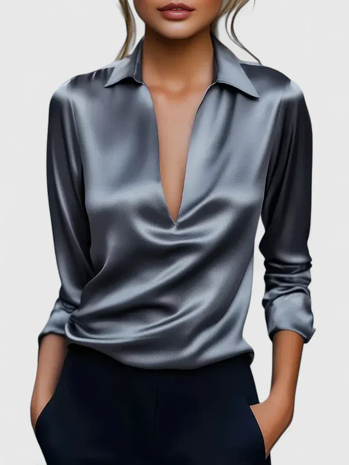 Persephone | Elegante, Drapierte &amp; Bequeme Damenbluse mit Kragen 3