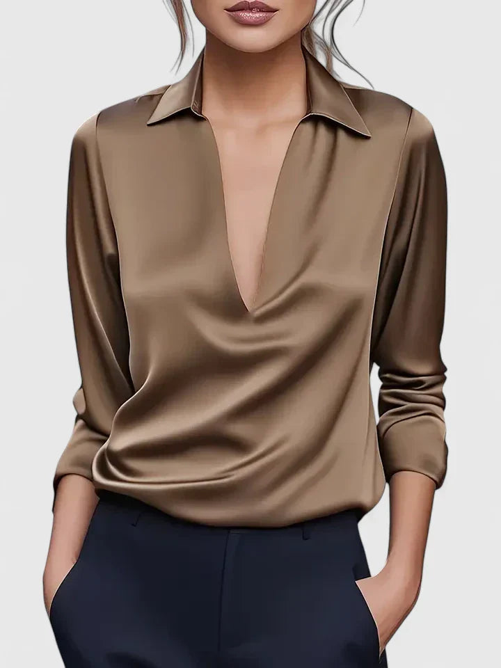 Persephone | Elegante, Drapierte &amp; Bequeme Damenbluse mit Kragen 5