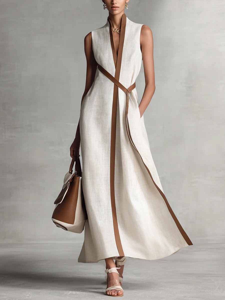 Persephone | Elegantes Wickel-Maxikleid Sommer mit V-Ausschnitt für Damen, Ärmellos & Maxi Länge 0