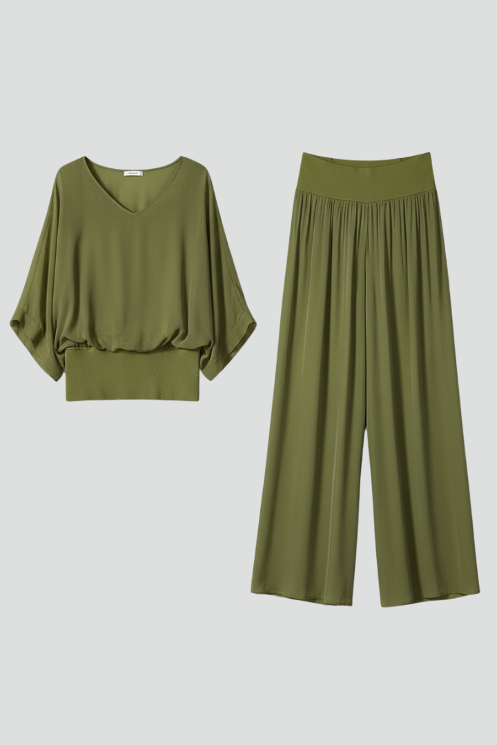 Pia | Elegantes Twin Set Damen – V-Ausschnitt & Weites Bein für Stil und Komfort 1