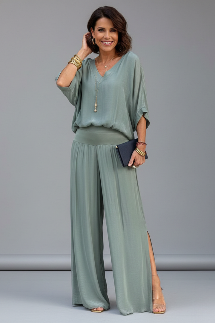 Pia | Elegantes Twin Set Damen – V-Ausschnitt & Weites Bein für Stil und Komfort 8