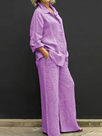 Vanessa | Elegantes Baumwoll Set mit Oversize Hemd und weitem Bein