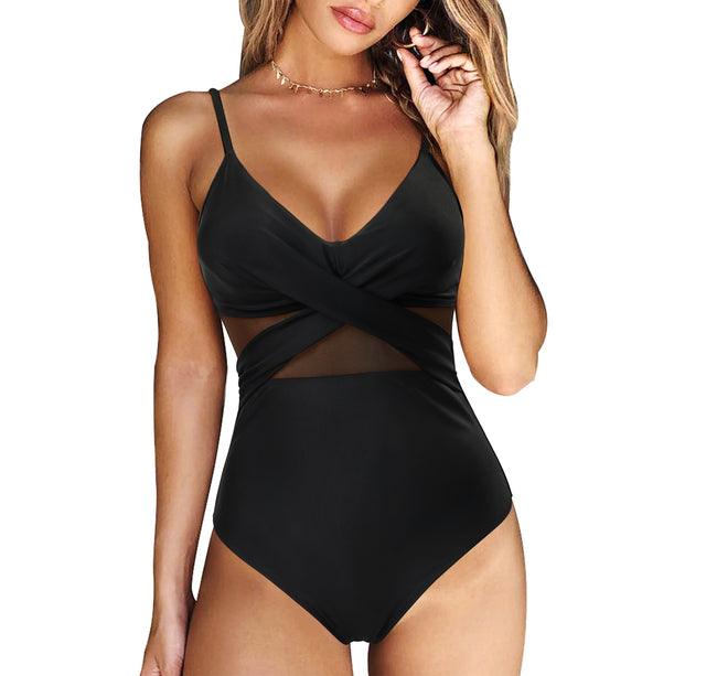 Pura | Eleganter Push-up-Badeanzug mit Mesh-Einsätzen für Damen 0