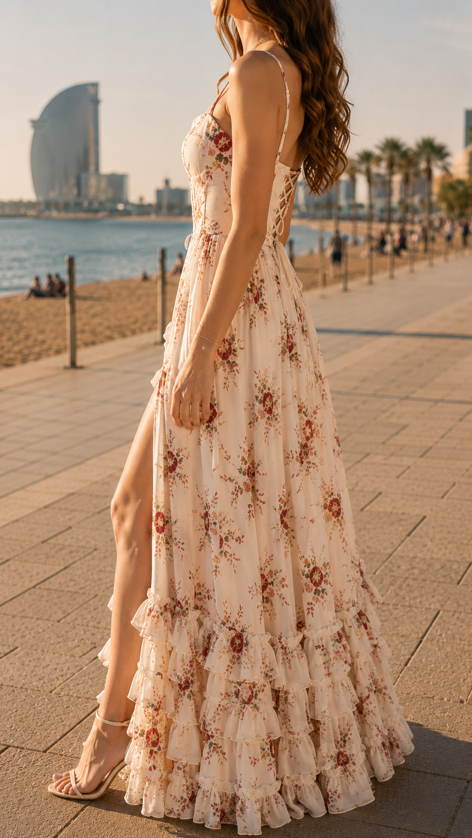 Queniva | Elegantes, Fließendes Maxikleid für Damen – Feminine Silhouette mit Blumenmuster 2