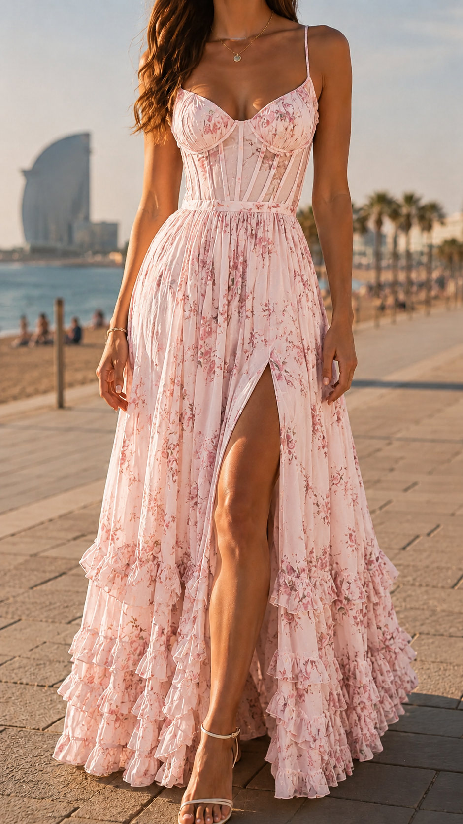 Queniva | Elegantes, Fließendes Maxikleid für Damen – Feminine Silhouette mit Blumenmuster 5