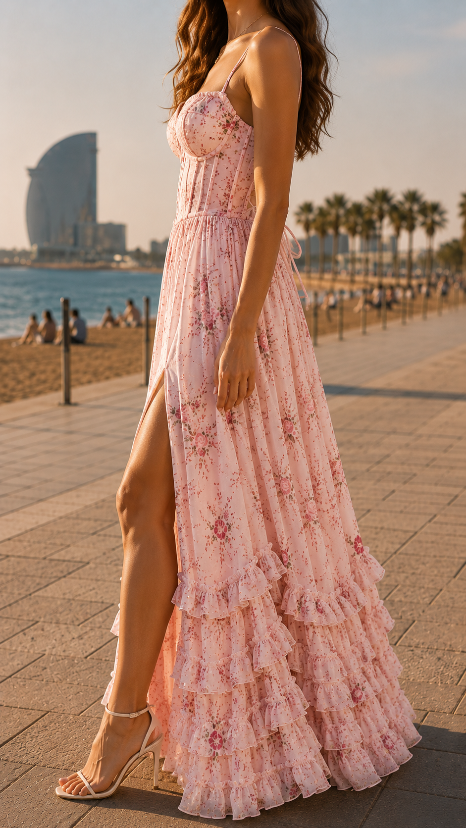 Queniva | Elegantes, Fließendes Maxikleid für Damen – Feminine Silhouette mit Blumenmuster 7