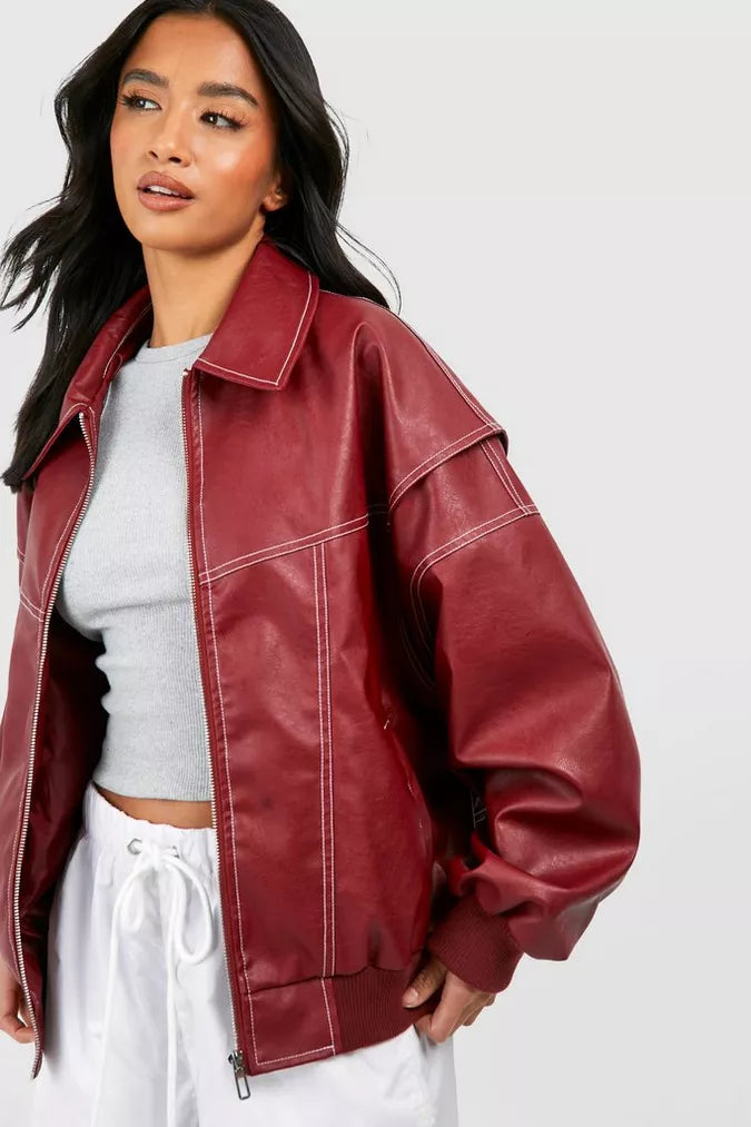 Ravena | Trendige, Lässige &amp; Hochwertige Rote Oversize-Jacke 0