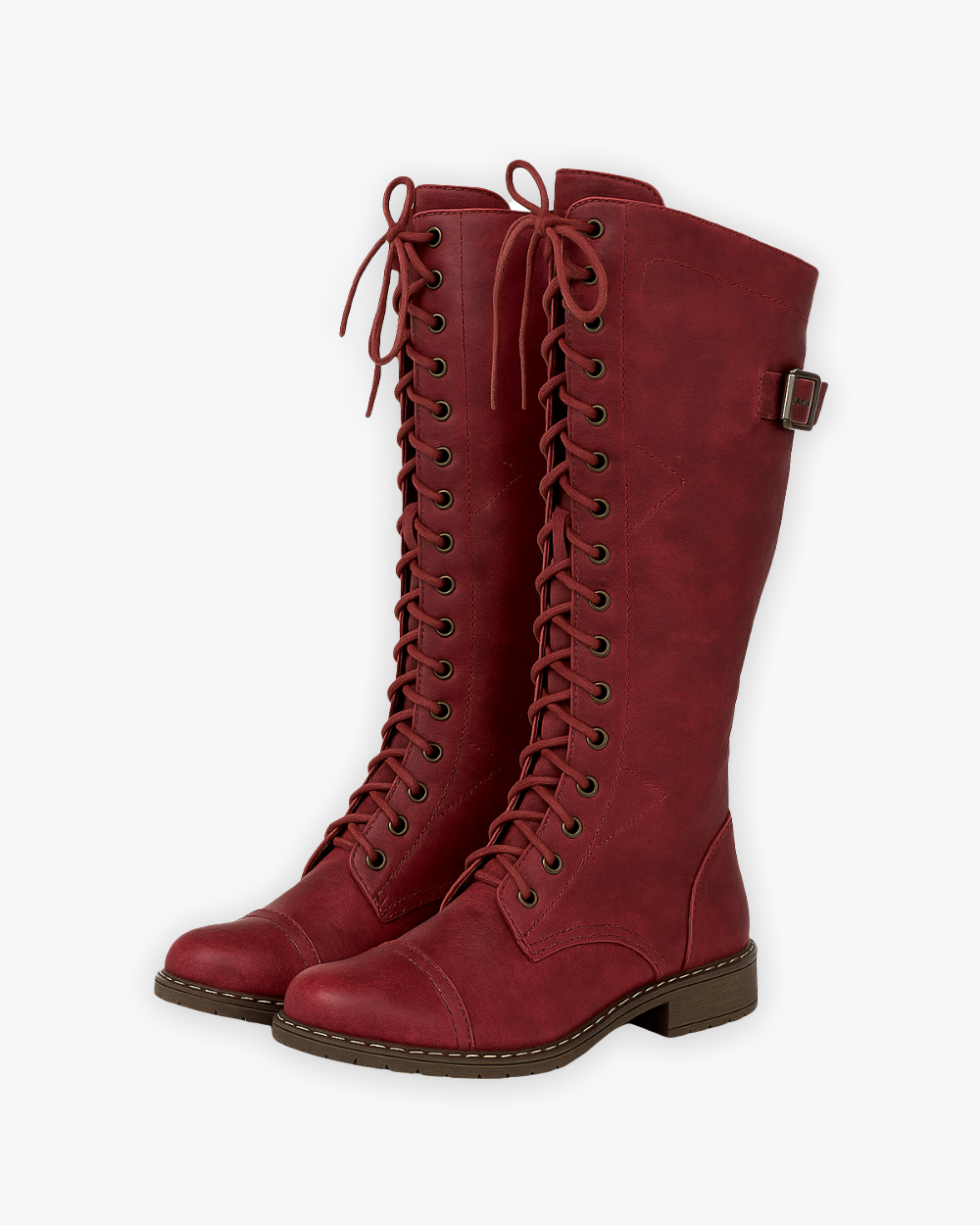 Kniehohe Schnürstiefel mit Blockabsatz