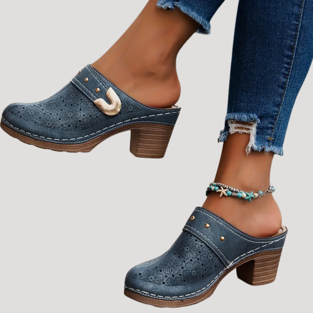 Rosabelle | Damen Clog Mule Blockabsatz Casual Slip-On Stil Elegant 3