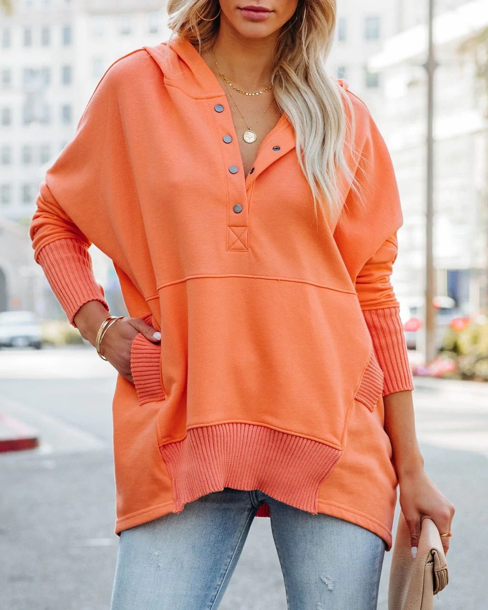 Rosie | Lang geschnittener Damen-Kapuzenpullover mit Kordelzug 9