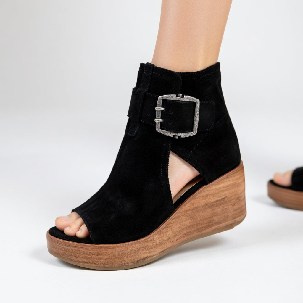 Runa | Bequeme Keilsandalen Damen – Atmungsaktiv, Elegant & Schwarz 3