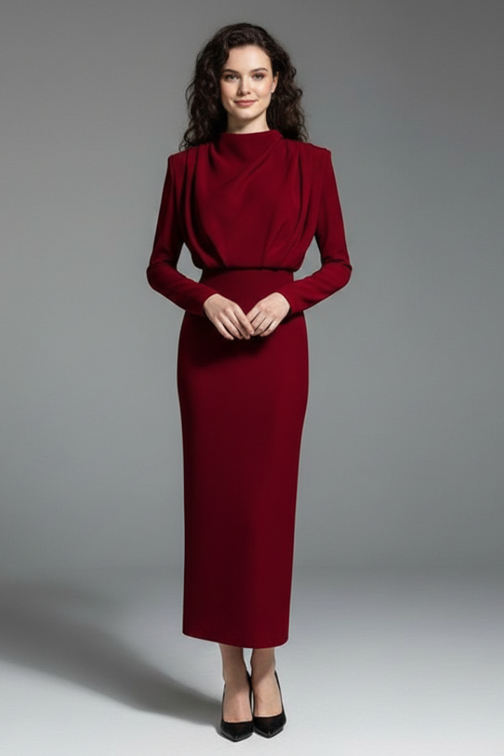 Sarina | Elegantes Maxikleid Langarm für Damen – Festlich &amp; Warm für Besondere Anlässe 5