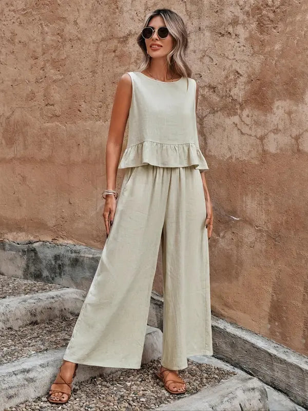 Sarina | Elegantes Twin Set Damen – Bequemes Oberteil & Weite Hosen für Stilvolle Anlässe 0