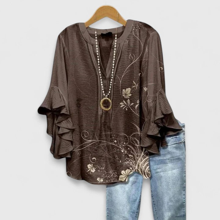 Saryphiah | Elegante, Atmungsaktive Damenbluse mit Rüschenärmeln 3