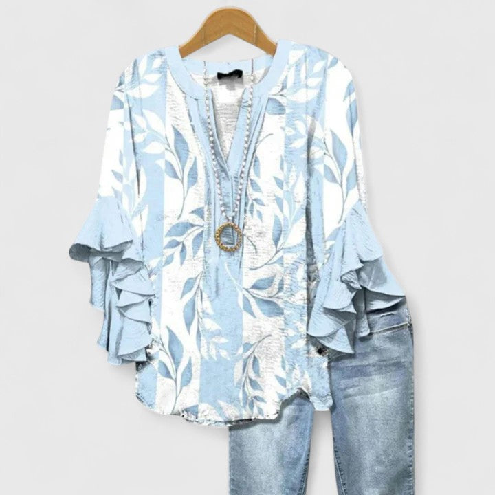 Saryphiah | Elegante, Atmungsaktive Damenbluse mit Rüschenärmeln 6